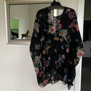 Floral Black Sheer Women's Top